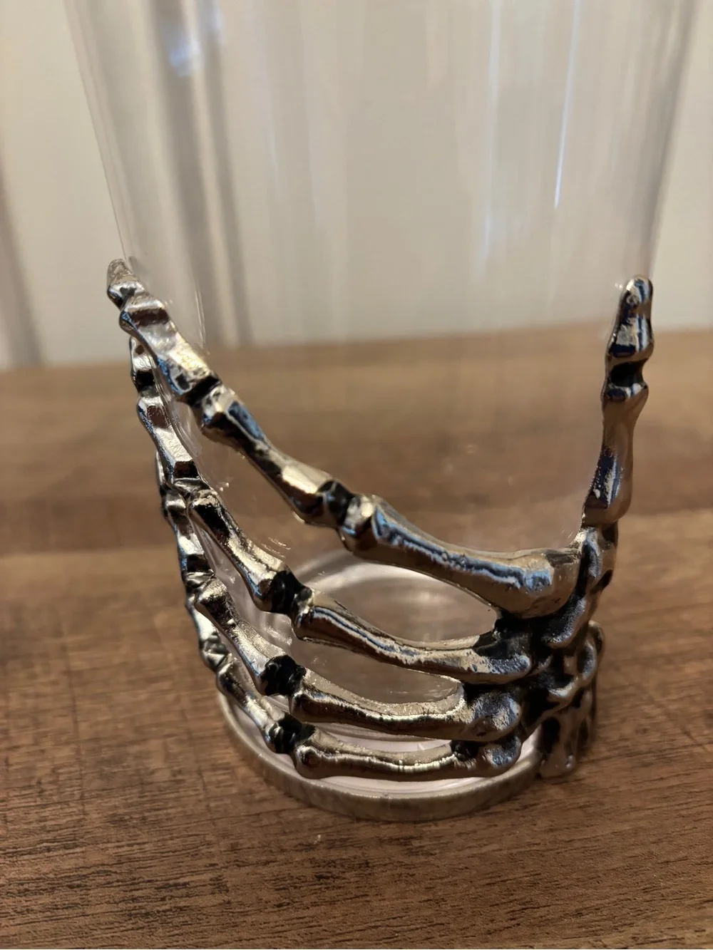 Silver Skeleton Hand Accent Highball Glasses - Pottery Barn Set of 2